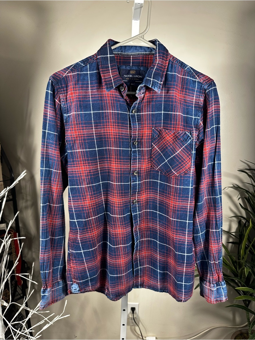 N171. Nickel & Iron Men's Blue & Red Plaid Button-Up Shirt